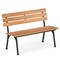 Acacia Wood Outdoor Bench for 2 with Metal Frame, Curved Seat, 800 lbs Capacity, Natural Black